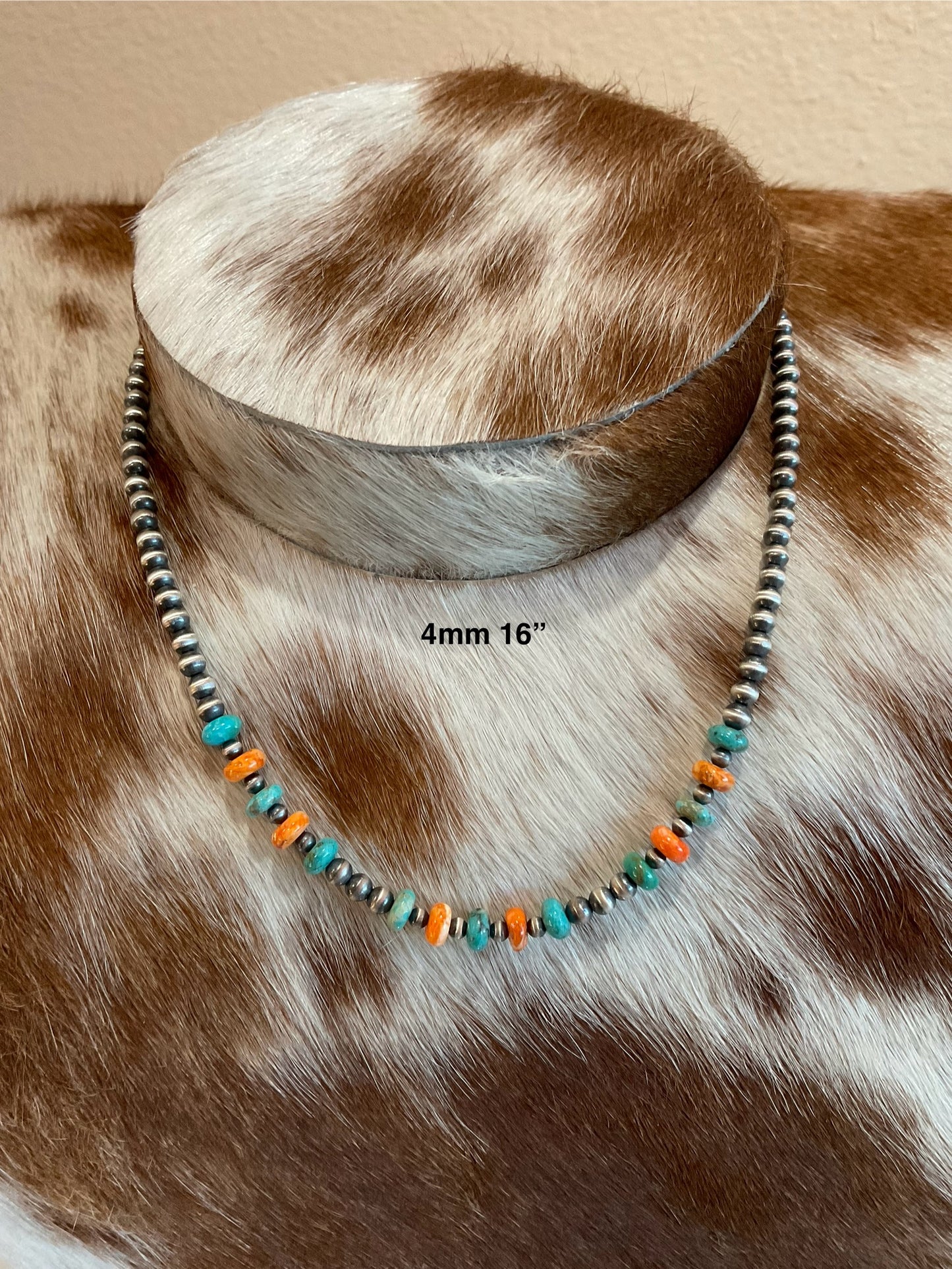 Sterling Silver Pearls w/Kingman & Orange Spiny