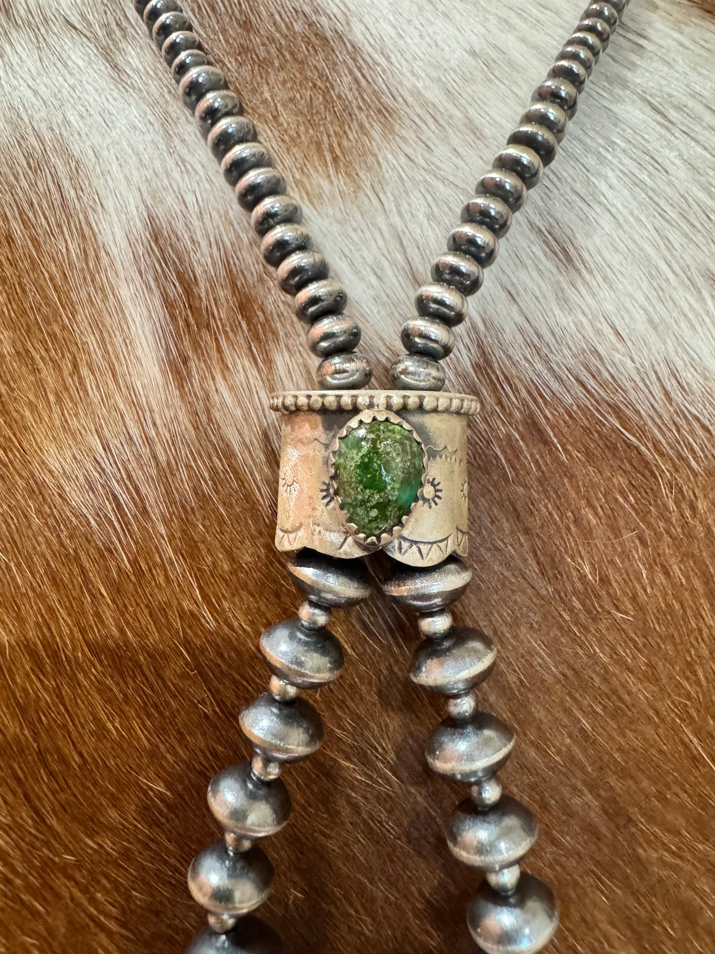22”-23.5” Sterling Silver Pearl & Sonoran Gold Turquoise Jackla