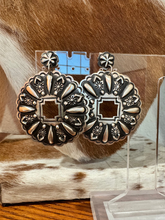 Star Shot Cross Concho Earrings