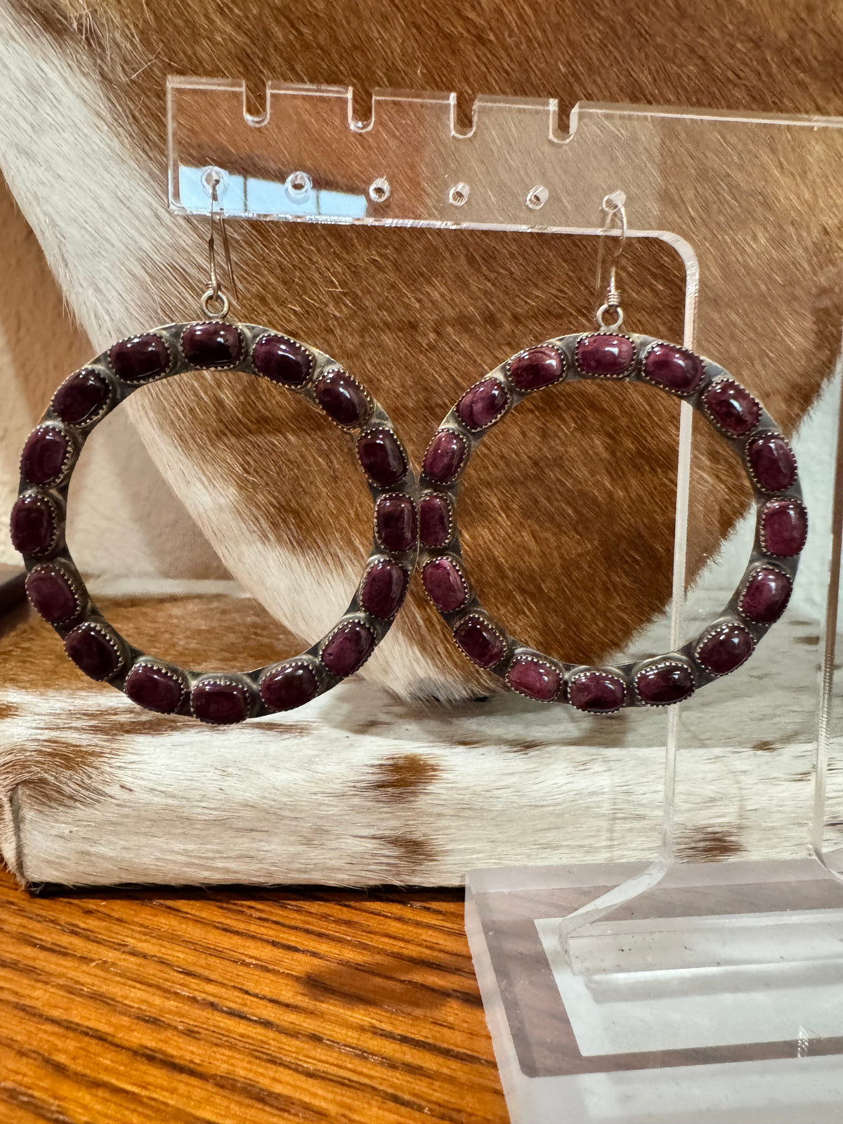 Purple Spiny Hoop Earrings