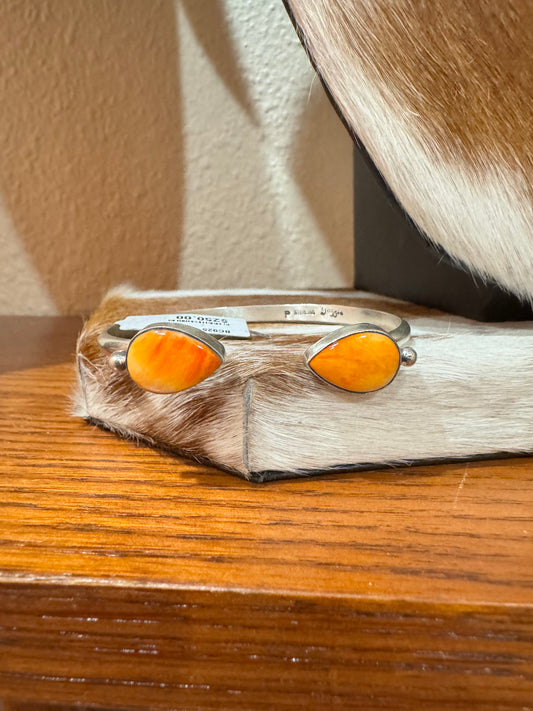 Orange Spiny 2 Stone Reverse Cuff