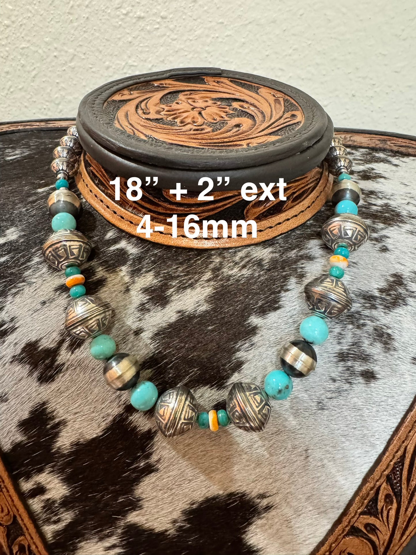 18”-20” Sterling Silver Pearls w/Campitos, Fox & Orange Spiny