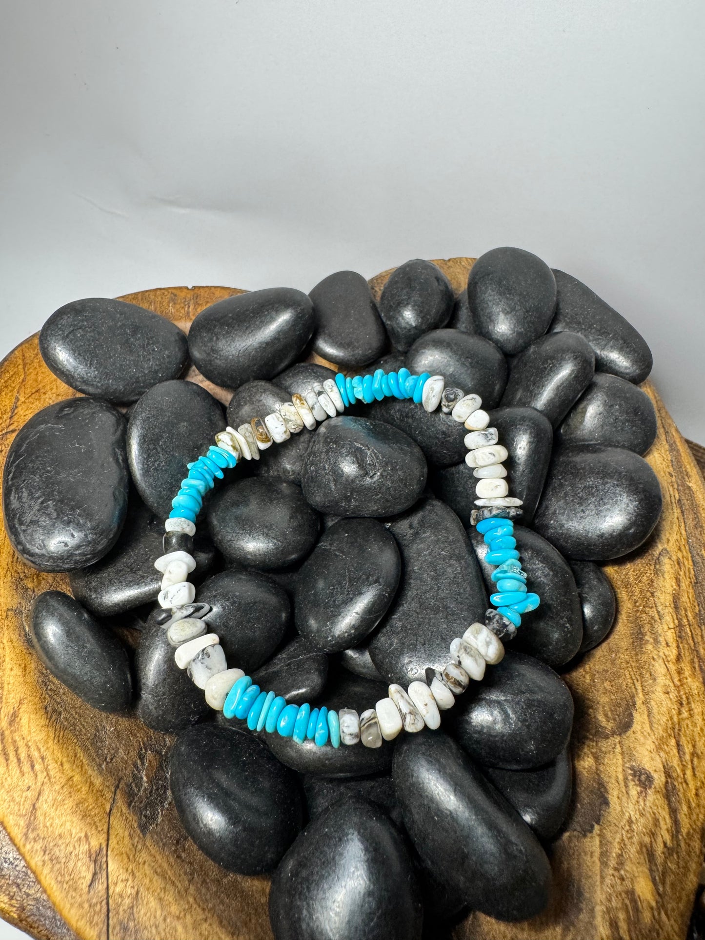 White Buffalo & Sleeping Beauty Stretchy Bracelet