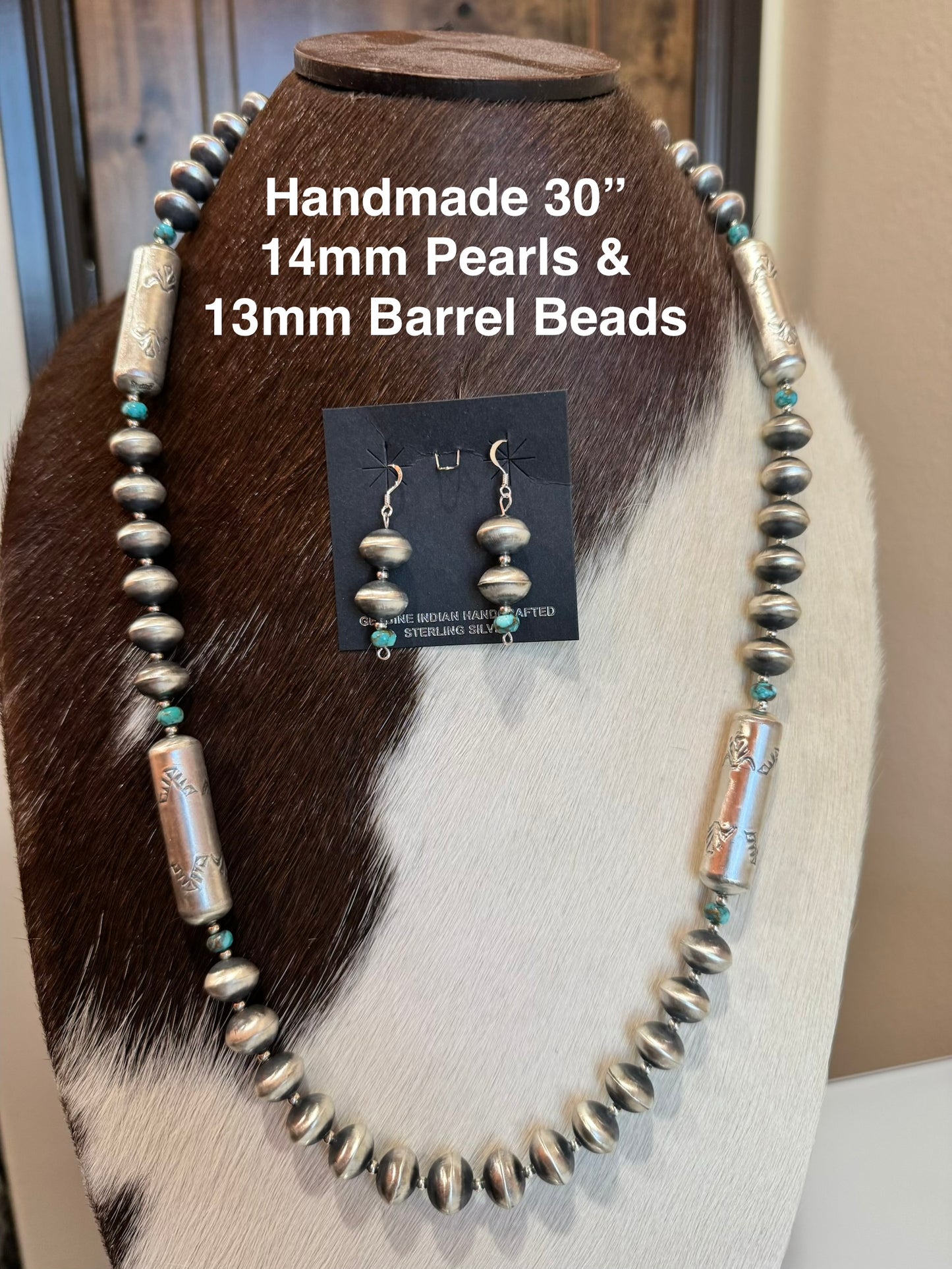 Handmade Navajo Pearls & Earrings Set