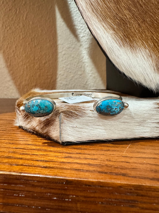 Morenci Turquoise 2 Stone Reverse Cuff