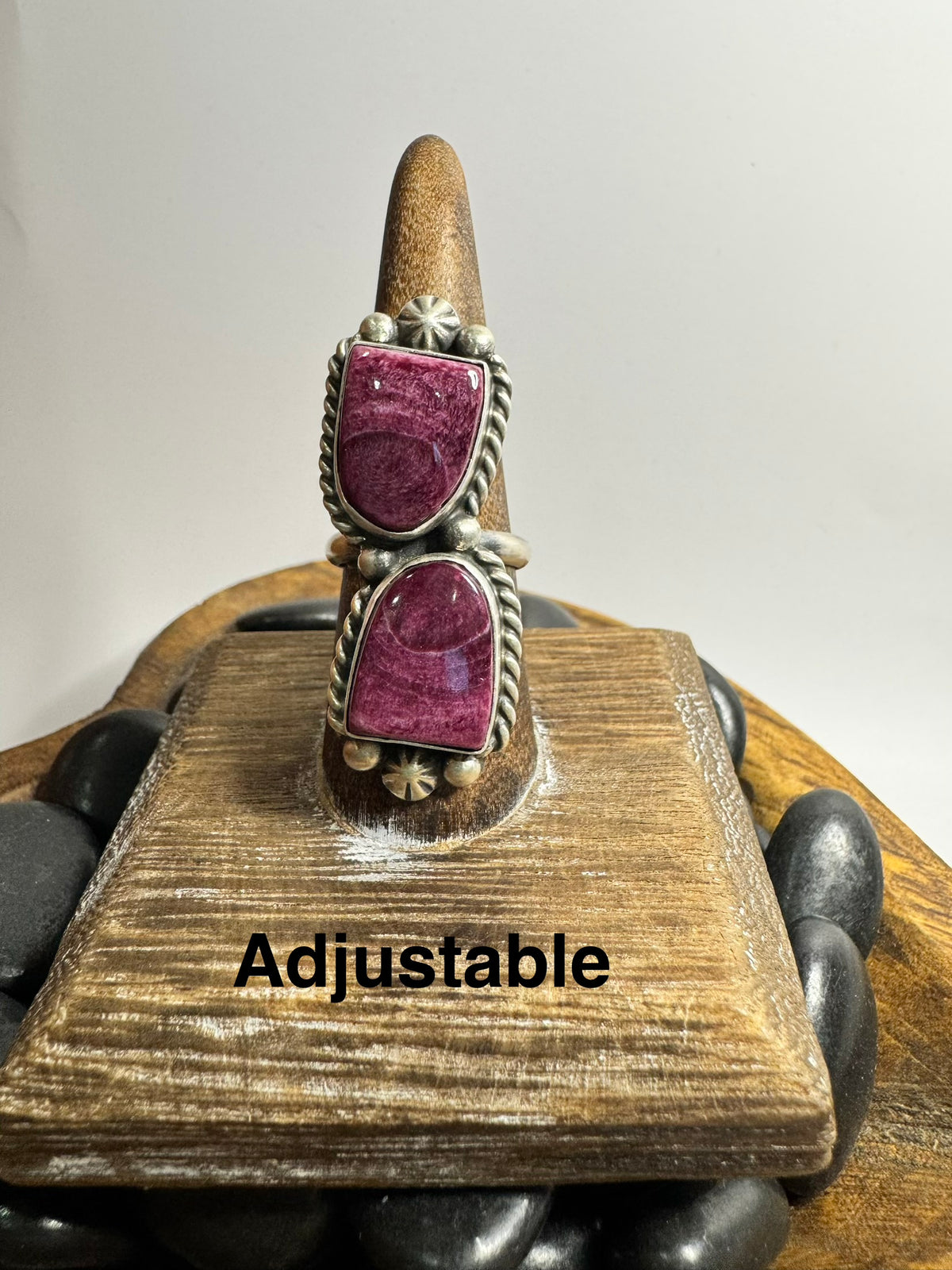 Purple Spiny 2 Stone Ring