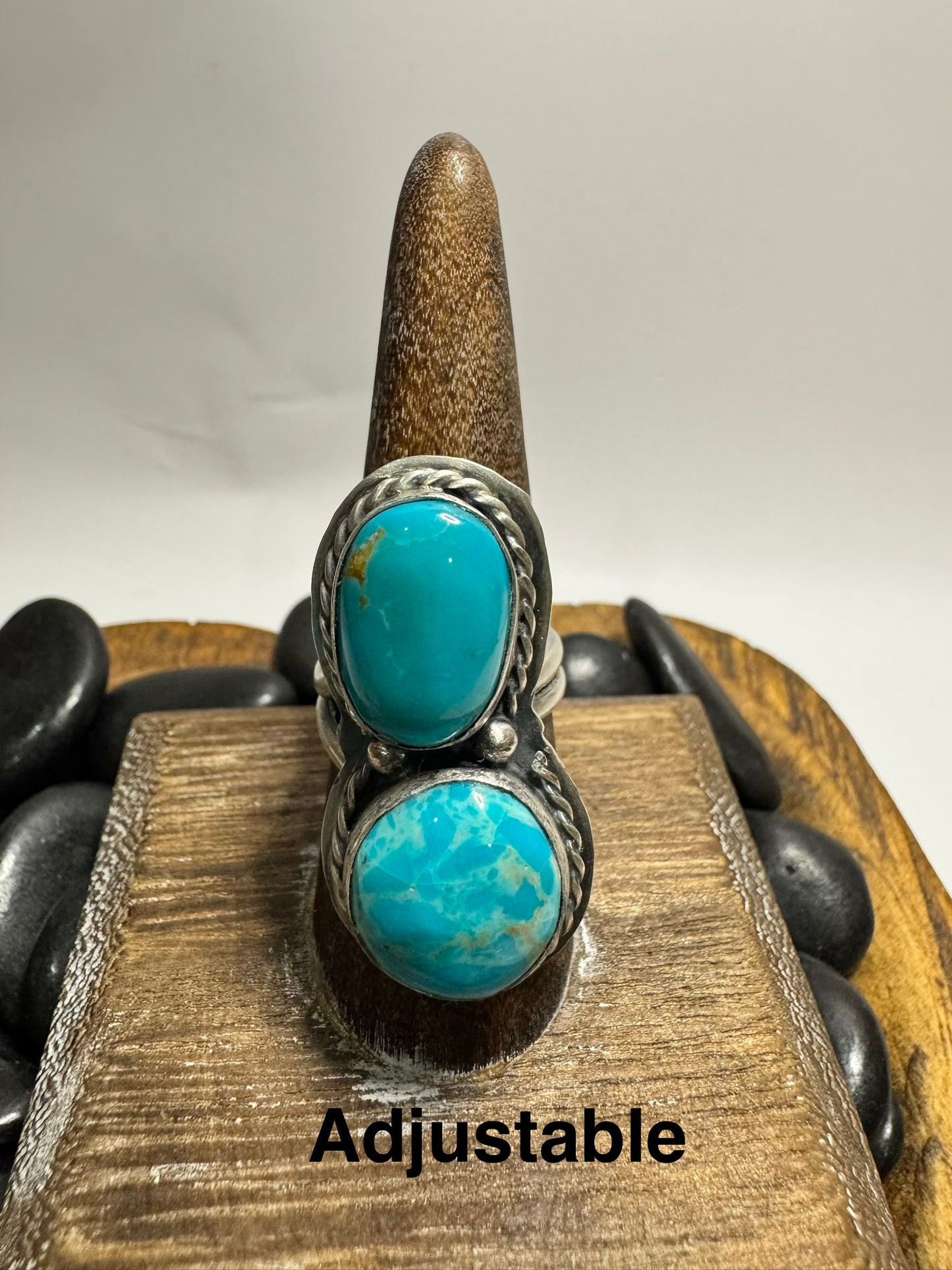 Kingman Turquoise 2 Stone Ring