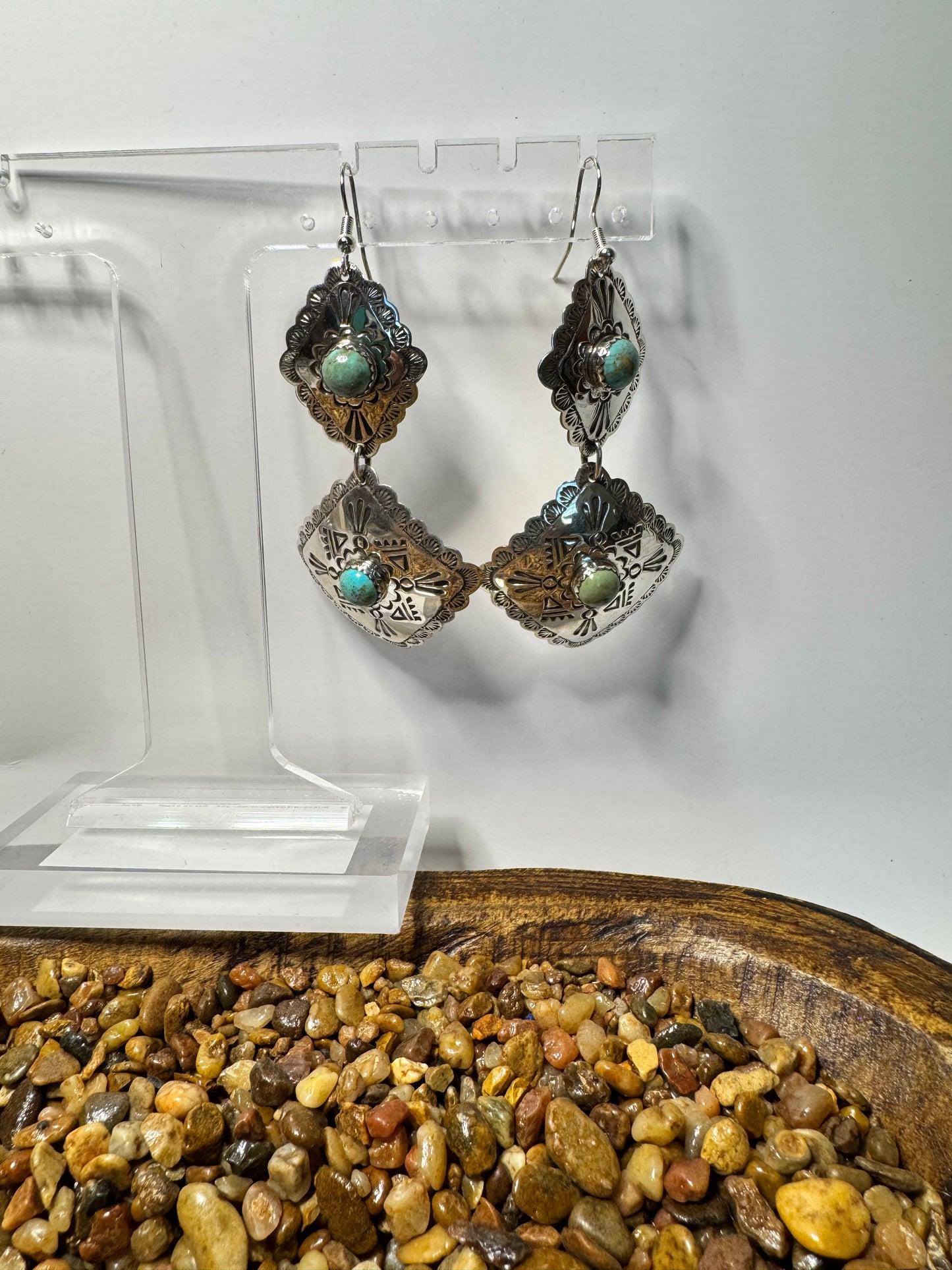 Kingman Double Concho Dangle Earrings