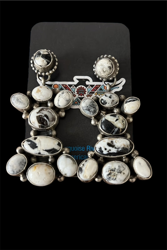 White Buffalo Cluster Earrings
