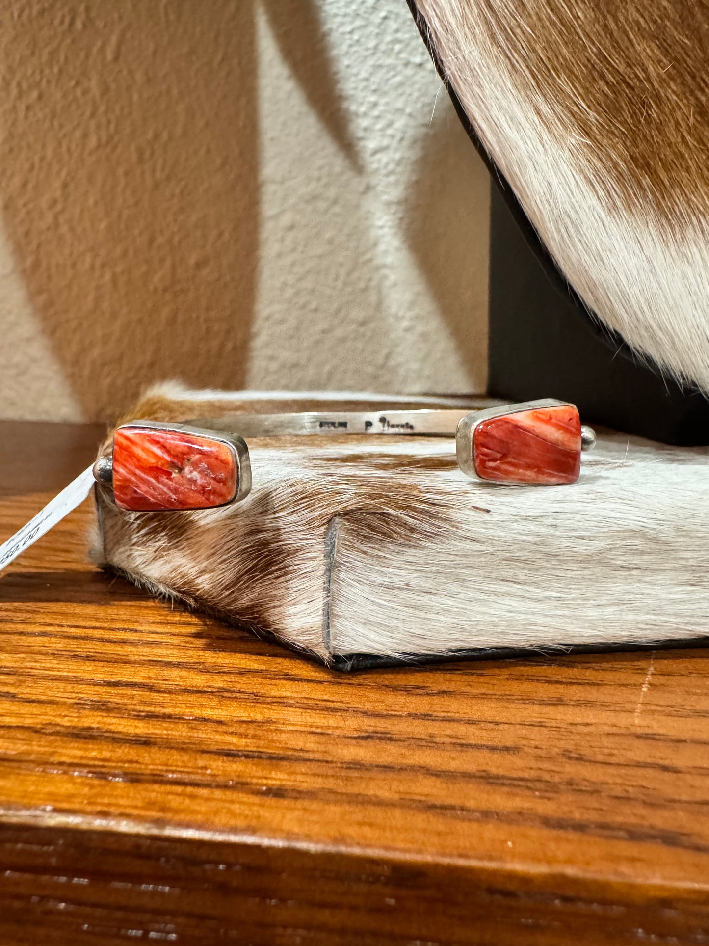 Red Spiny 2 Stone Reverse Cuff