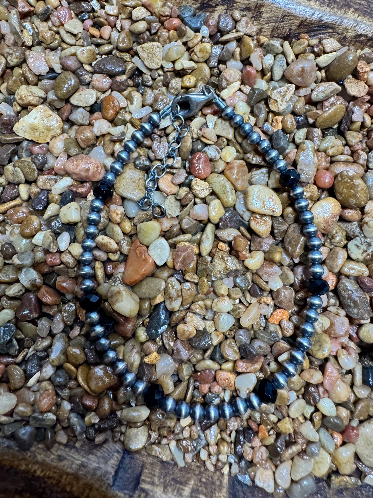 Sterling Silver & Black Onyx Anklet