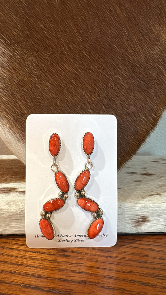 Red Spiny Zigzag Earrings