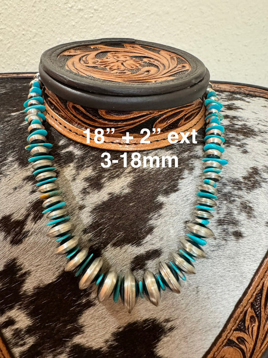 18”-20” Sterling Silver Pearls w/Armenian Turquoise