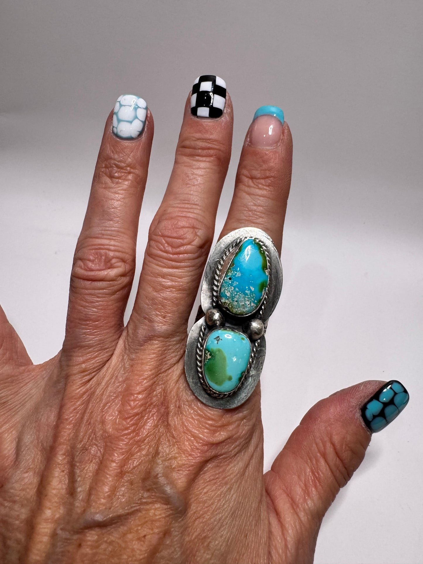 Sonoran Gold Turquoise 2 stone Ring