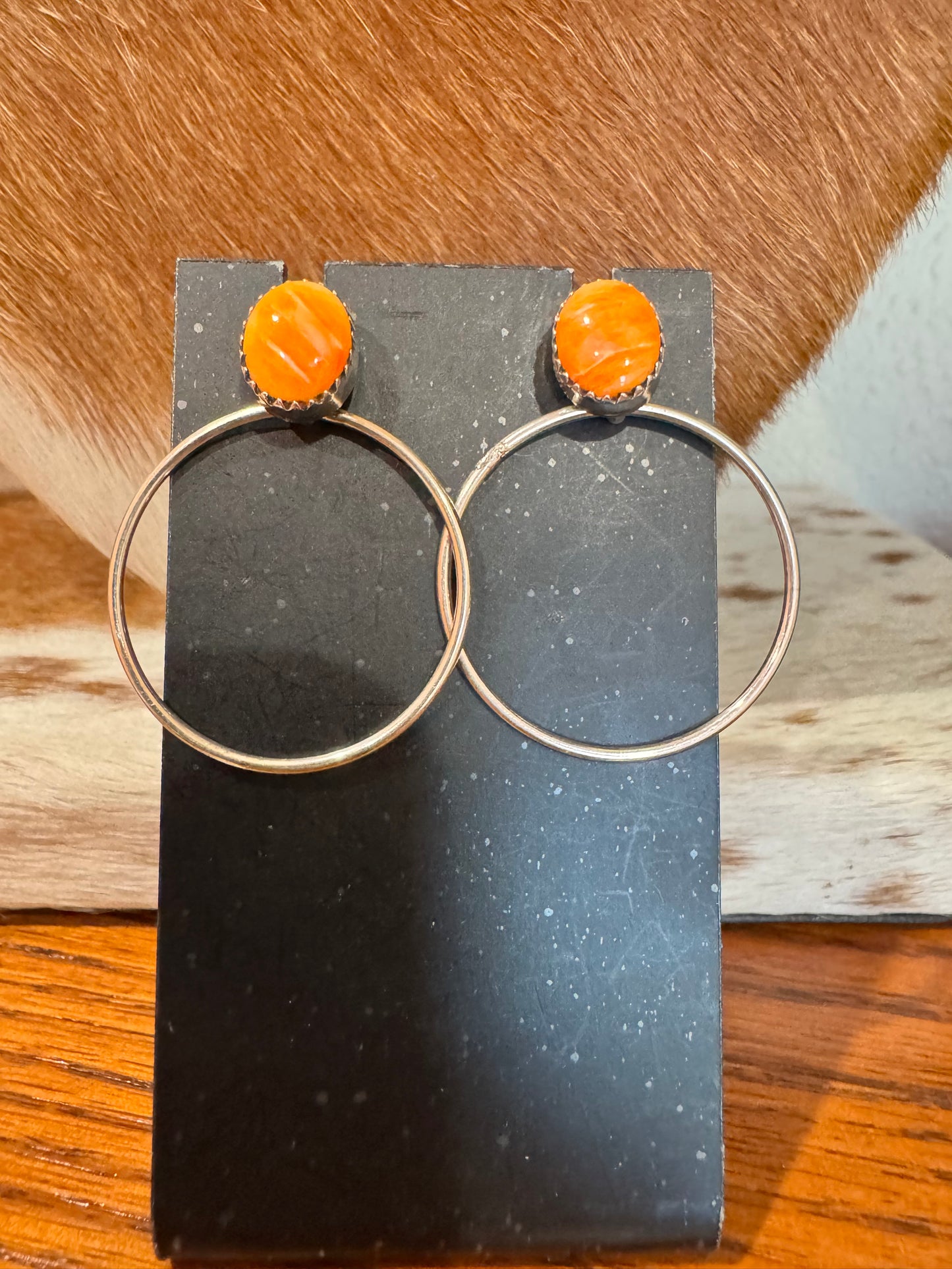Orange Spiny Hoop Earrings