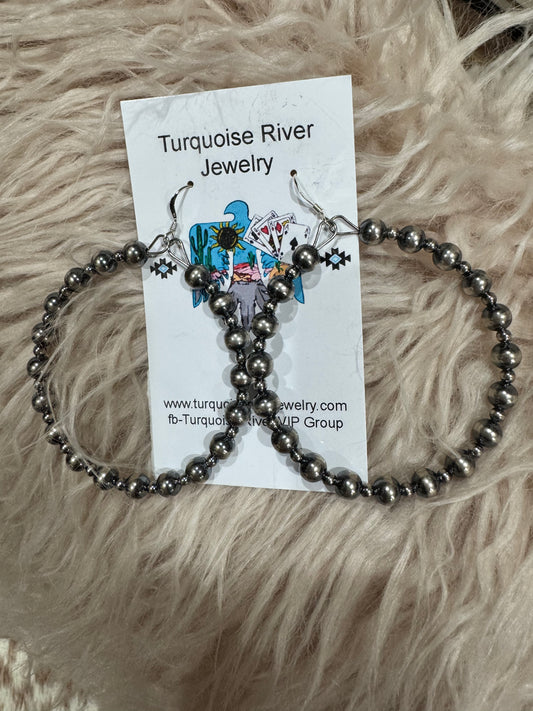 Sterling Silver Pearl Hoop Earrings
