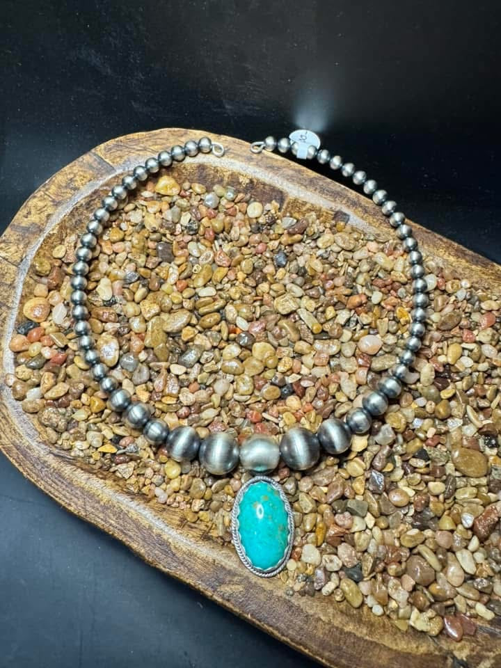 Sterling Silver Pearl & Turquoise Chokers