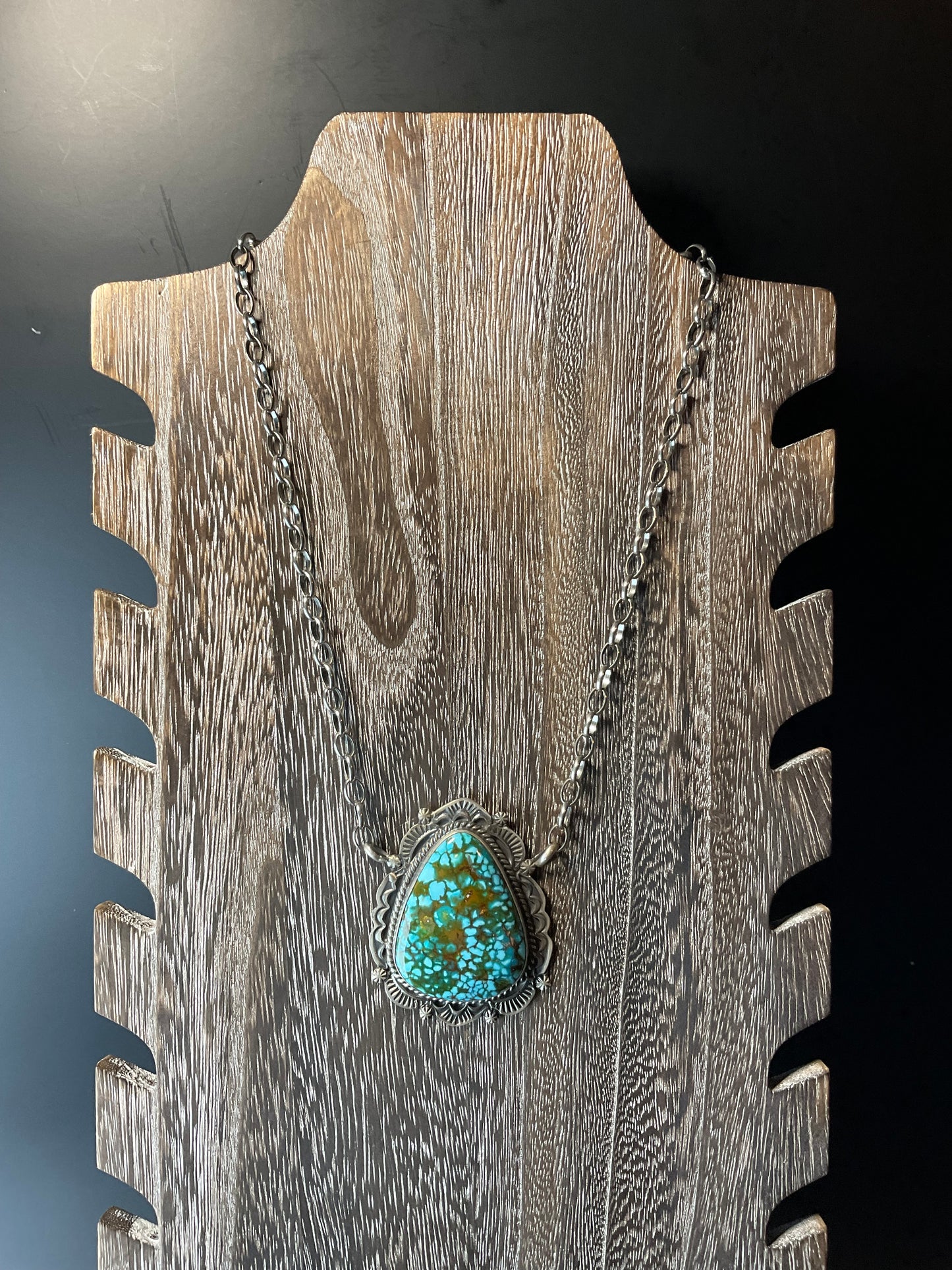 Kingman Spider Web Turquoise Necklace
