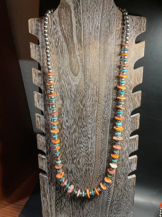 Sterling Silver Pearls with Spiny Oyster & Turquoise