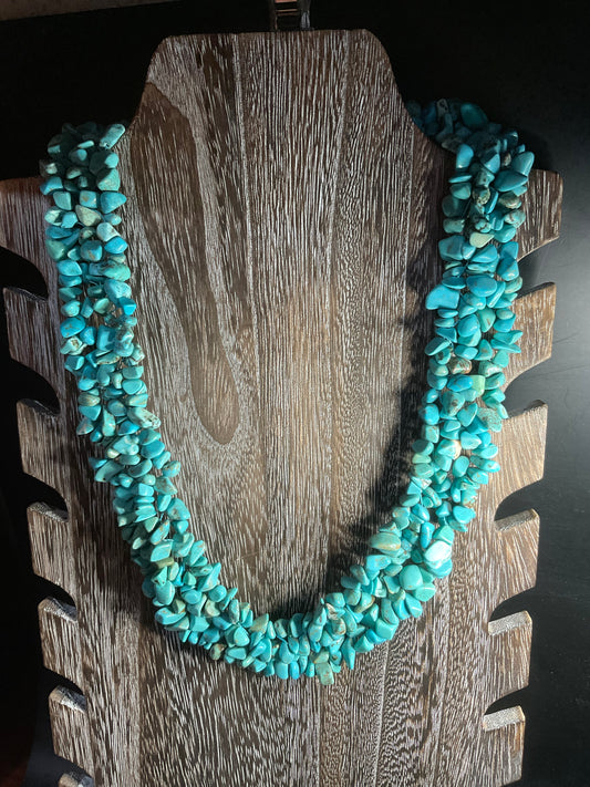 Kingman Turquoise Nugget Multi Strand Necklace