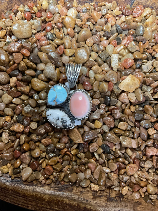 Pink Conch, Golden Hills & White Buffalo Pendant