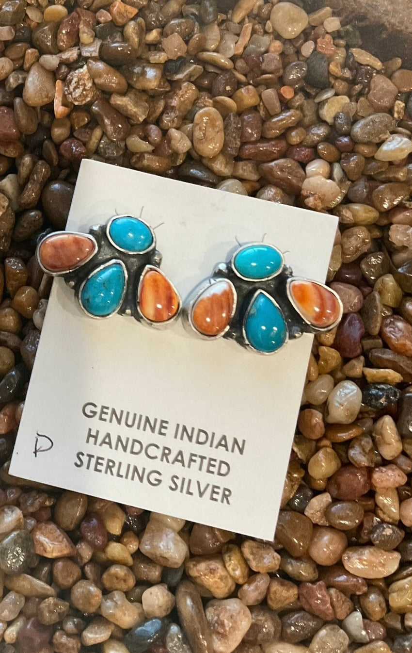 Half Cluster Stud Earrings