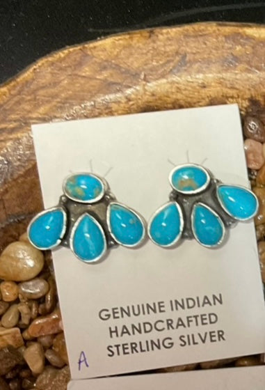 Half Cluster Stud Earrings