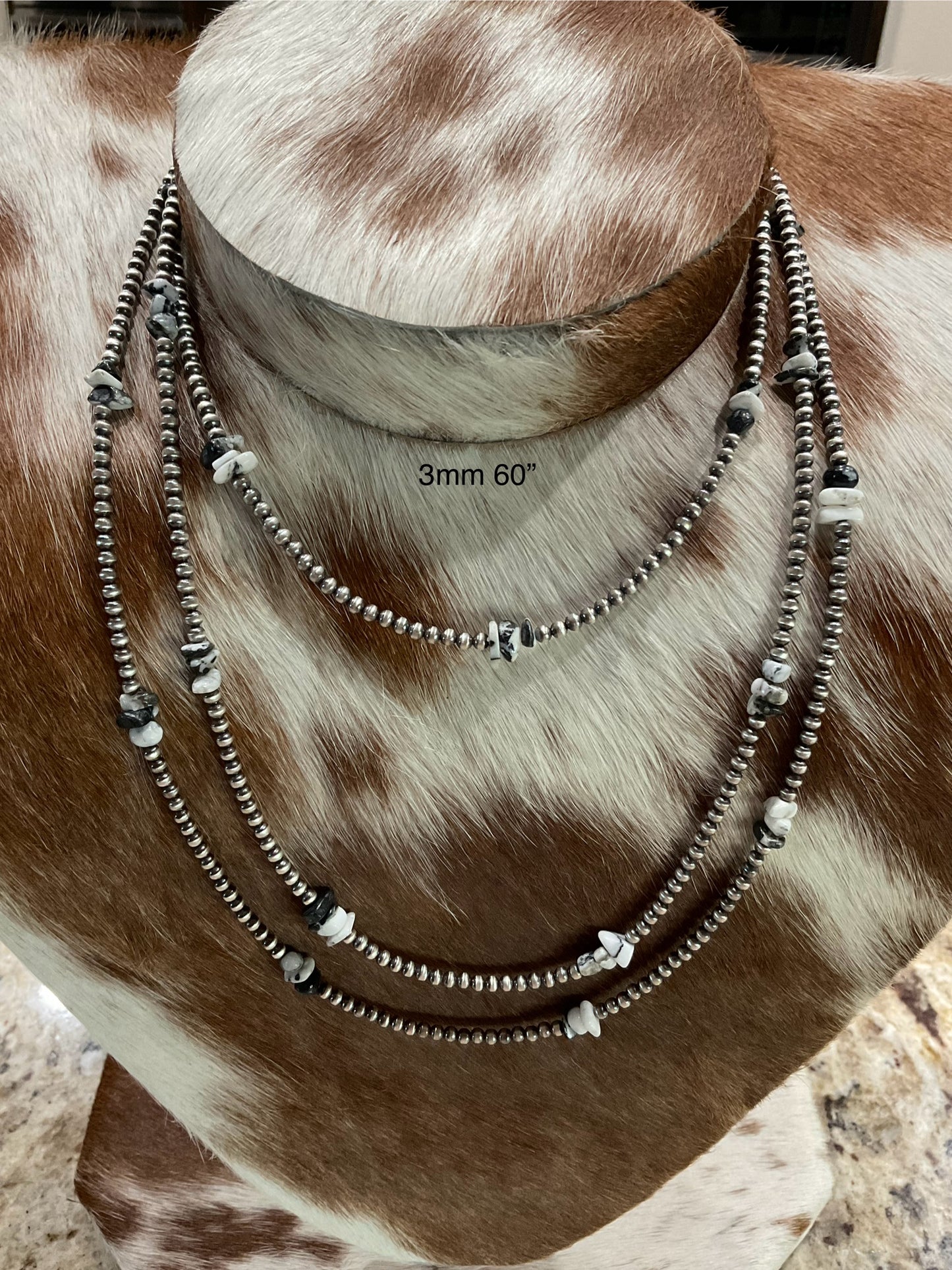 60” Sterling Silver Pearls