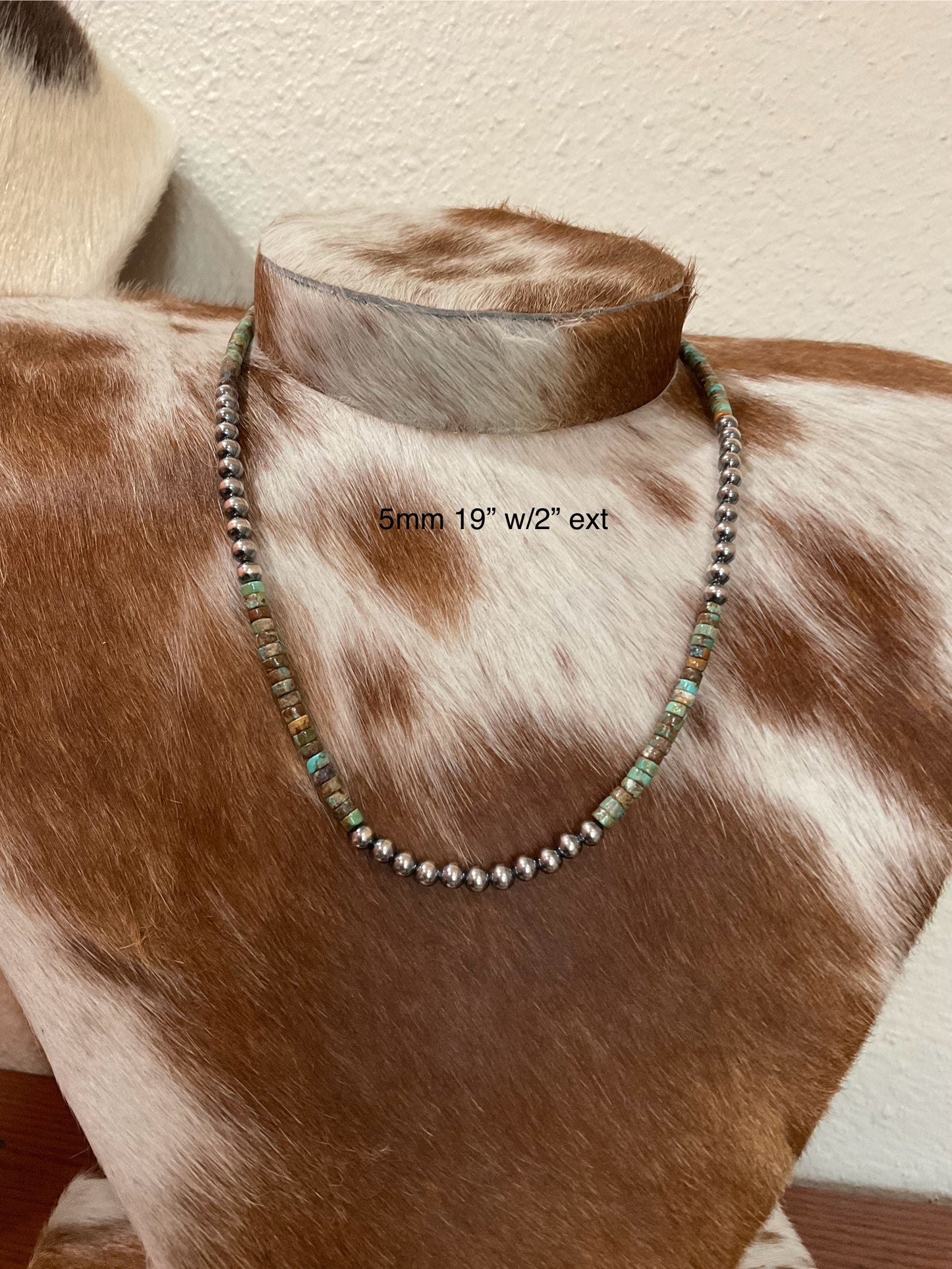 Sterling Silver Pearls w/Green, Blue & Brown Heishi