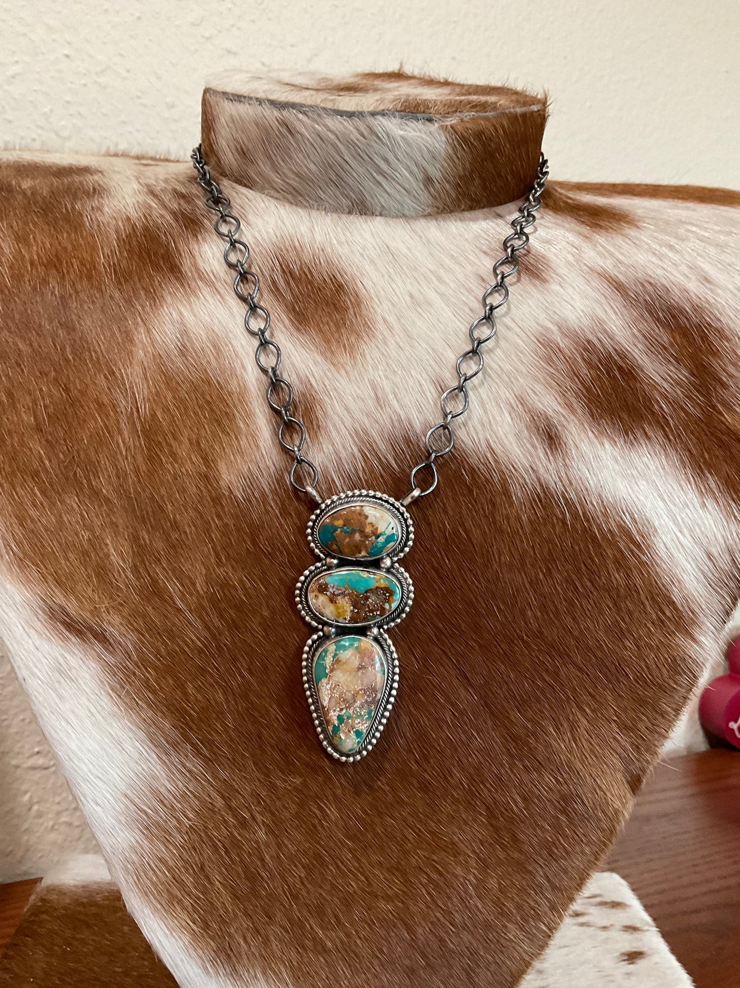 Royston Turquoise 3 Stone Necklace