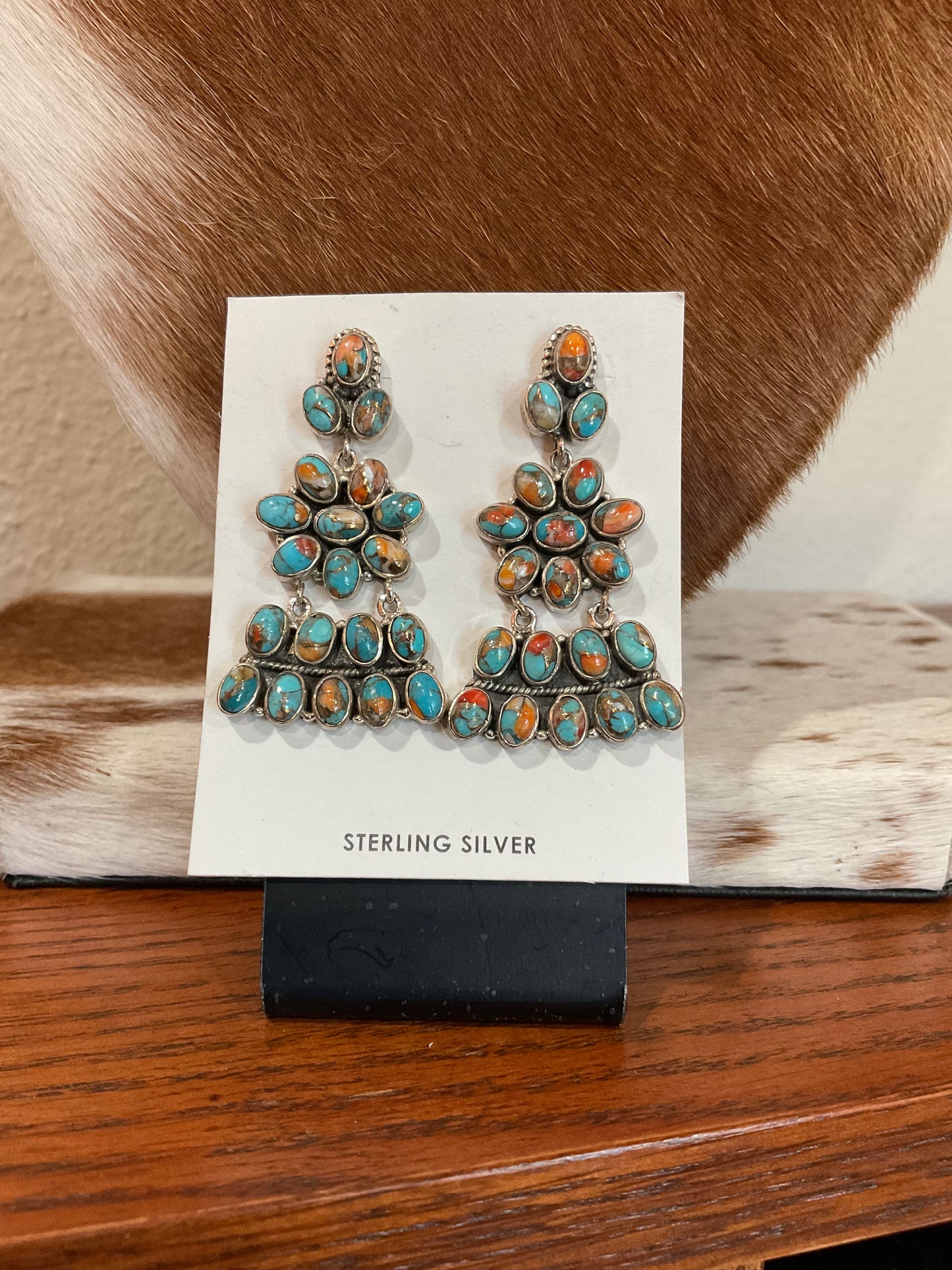 Kingman & Orange Spiny Oyster Earrings