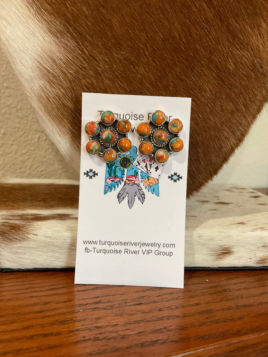 Orange Mohave Cluster Earrings
