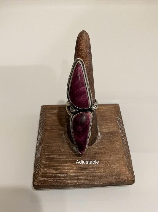 Purple Spiny Oyster 2 Stone  Ring