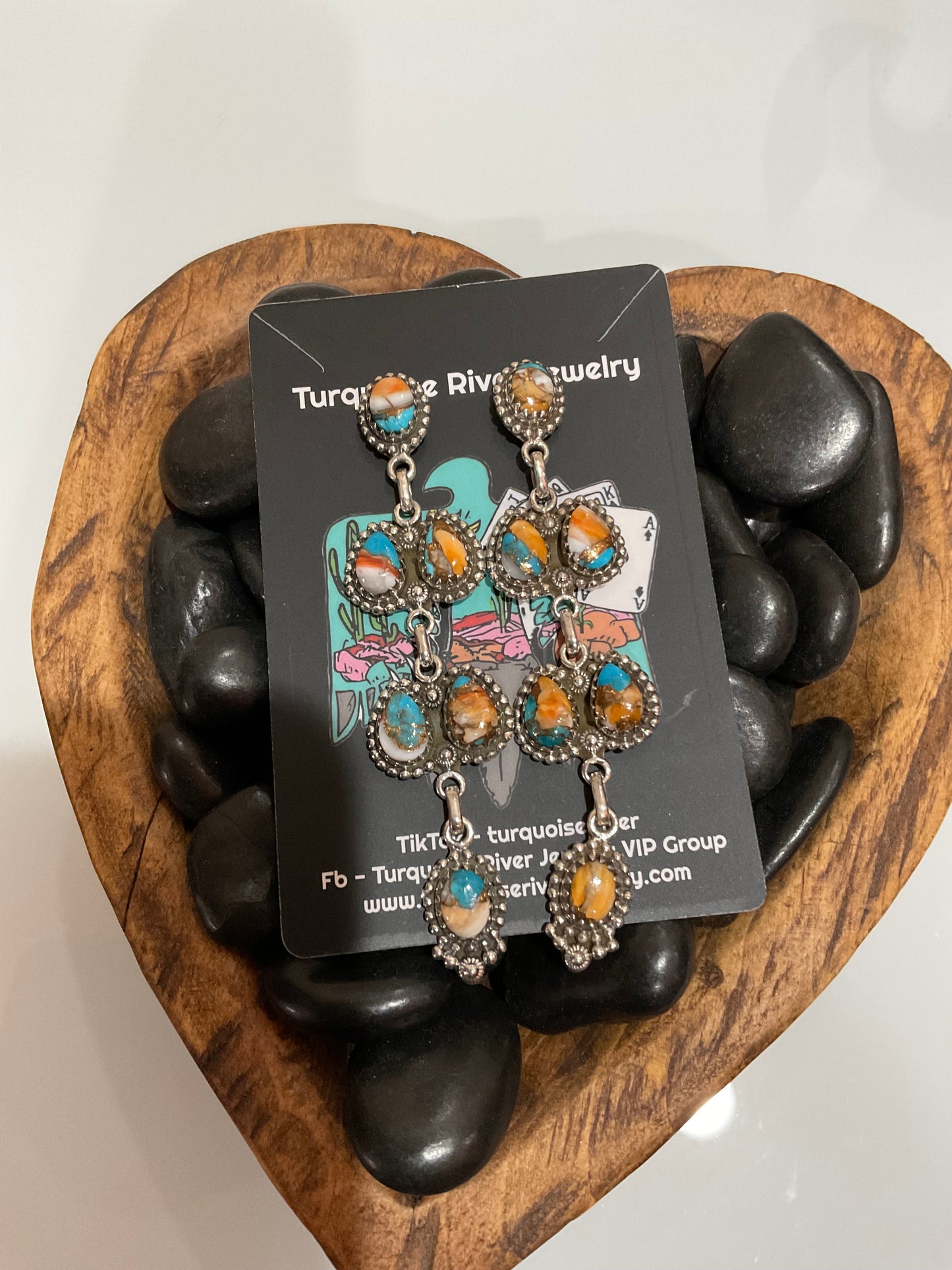 Kingman & Orange Spiny Oyster Earrings