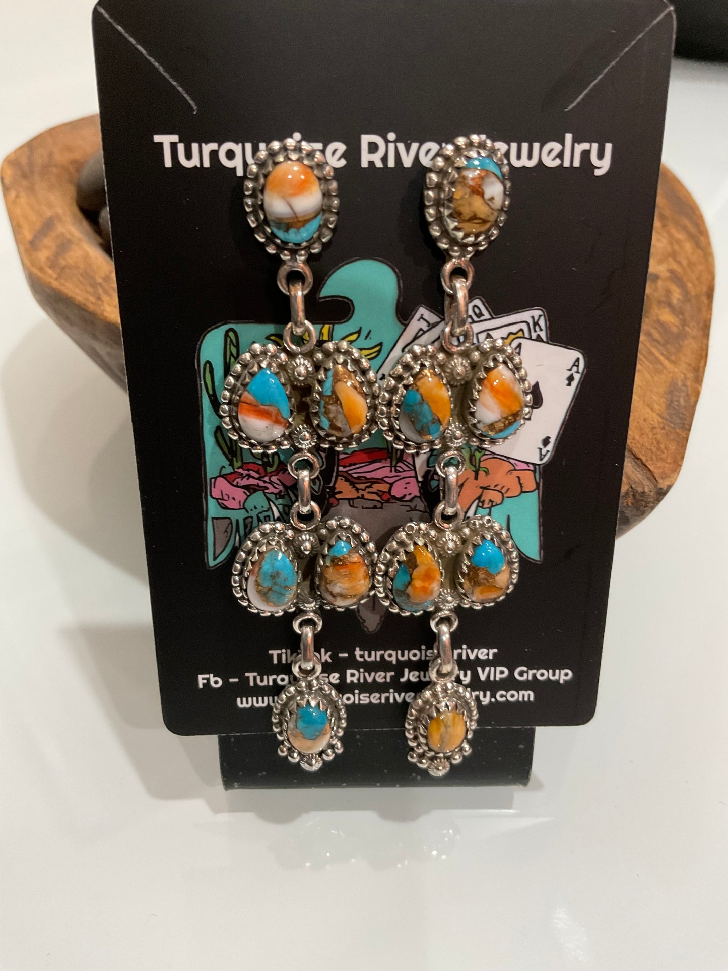 Kingman & Orange Spiny Oyster Earrings