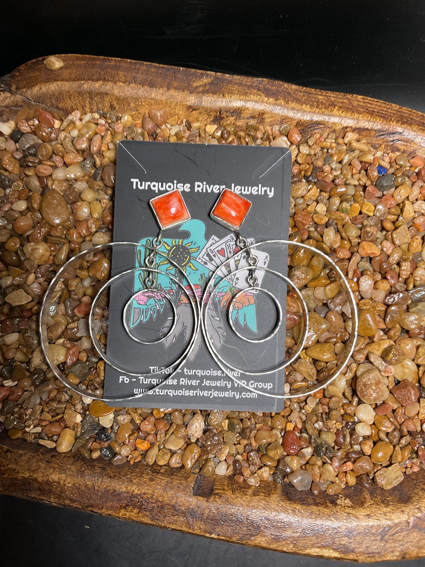 Red Spiny Triple Hoop Earrings