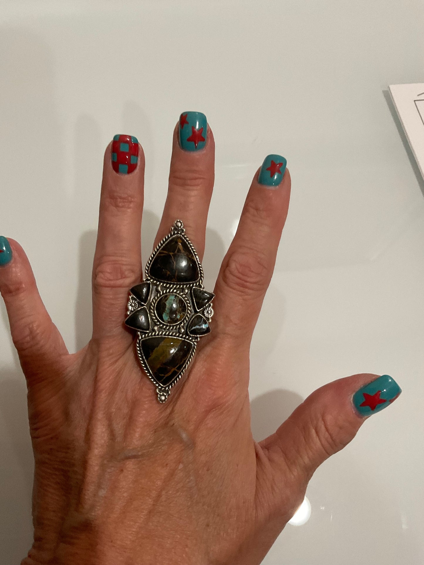 Blackjack Turquoise Cluster Ring