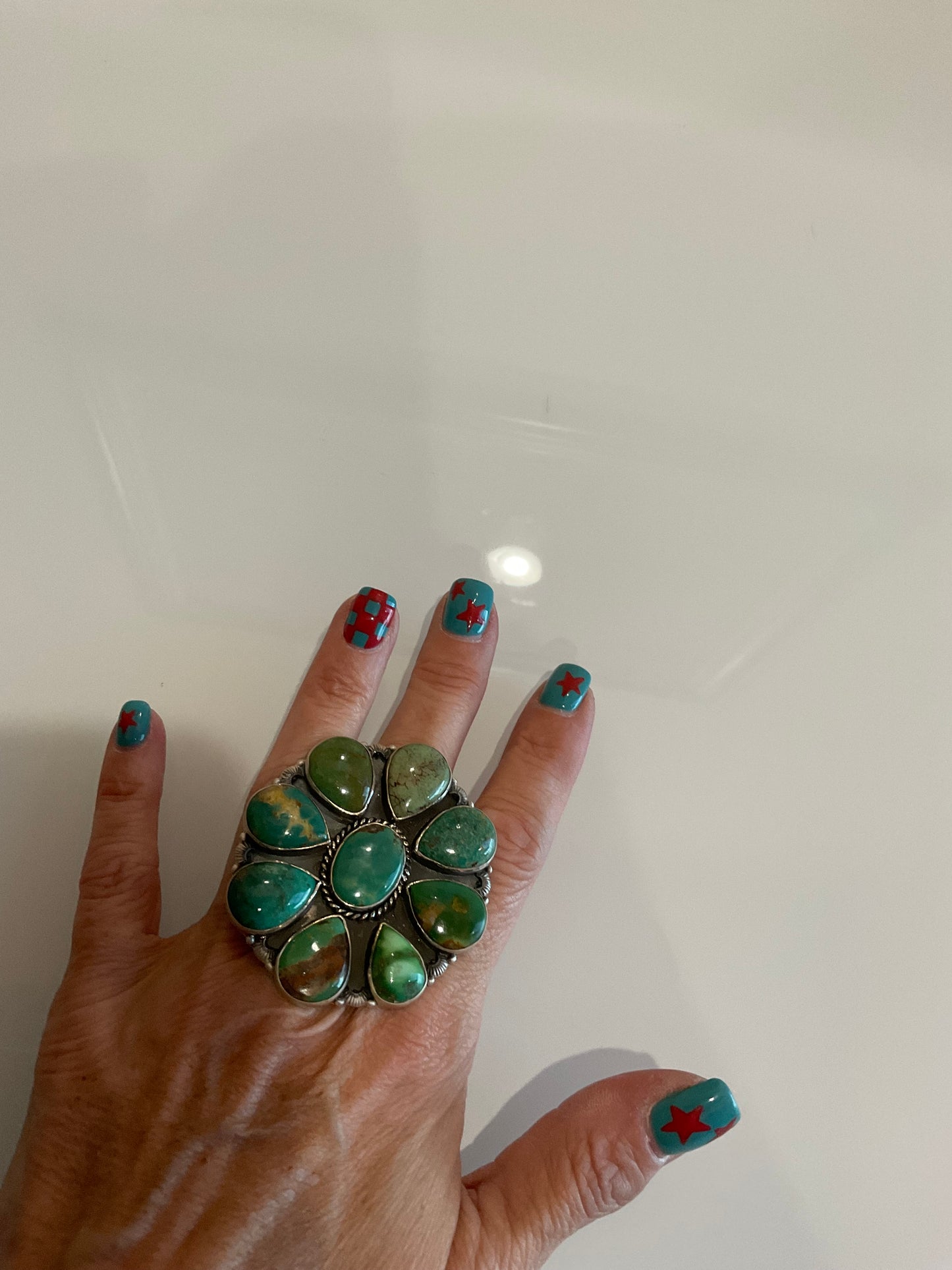 Pilot Mountain Turquoise Cluster Ring