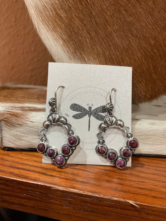 Purple Spiny Annie Hoskie Hoop Earrings