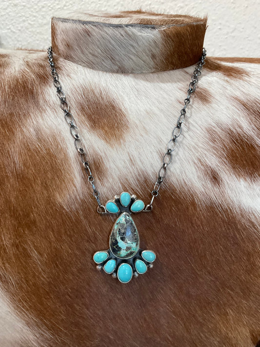 Kingman & Blackjack Cluster Necklace