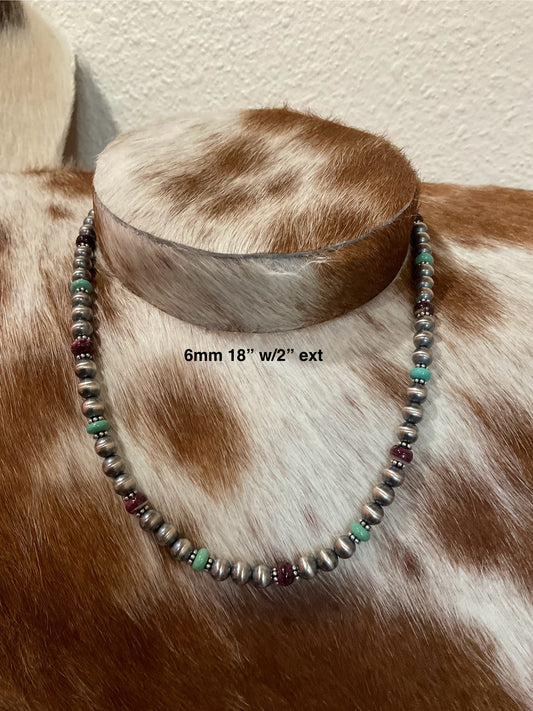 Sterling Silver Pearls w/Green Kingman & Purple Spiny Oyster