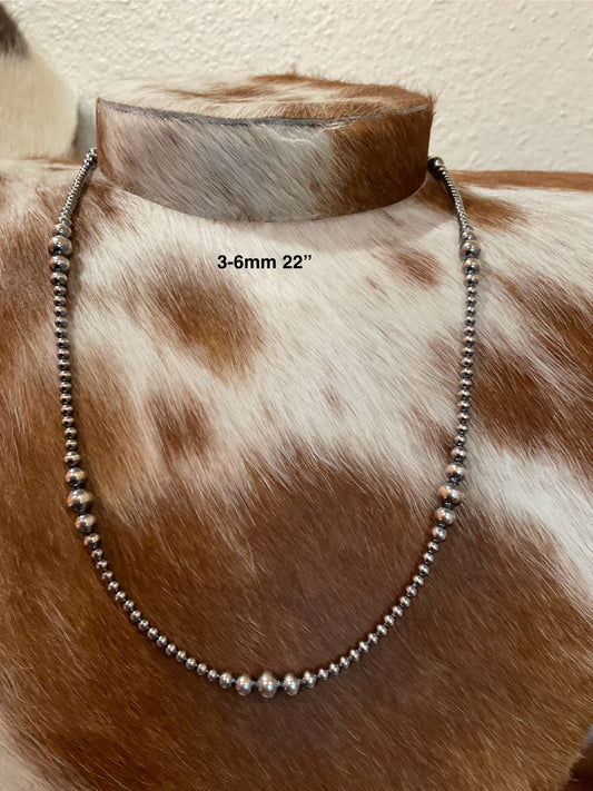 22” Variegated Sterling Silver Pearls