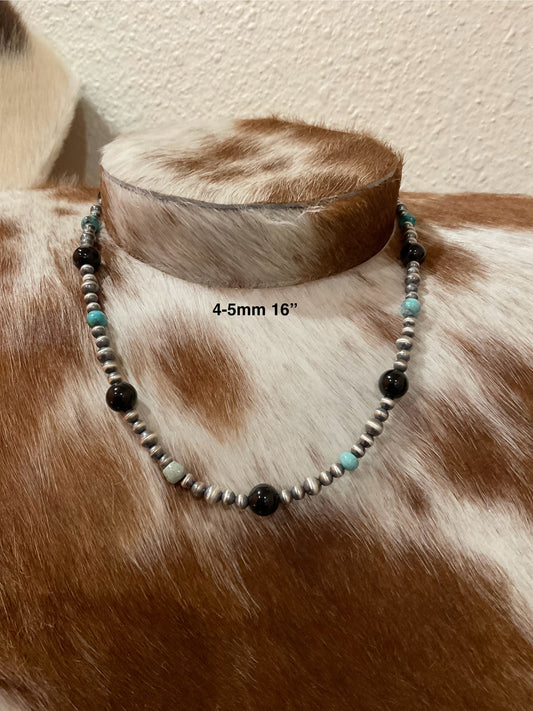 Sterling Silver Pearls w/Kingman & Black Onyx