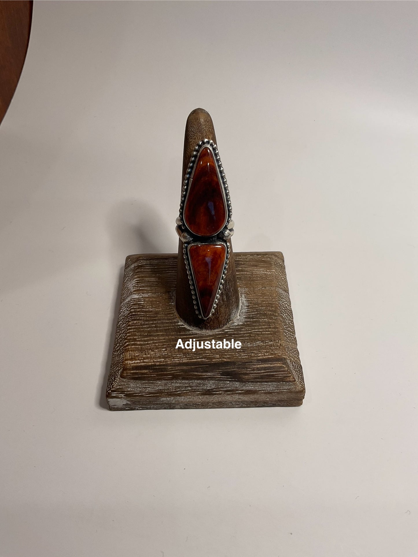 Orange Spiny 2 Stone Ring