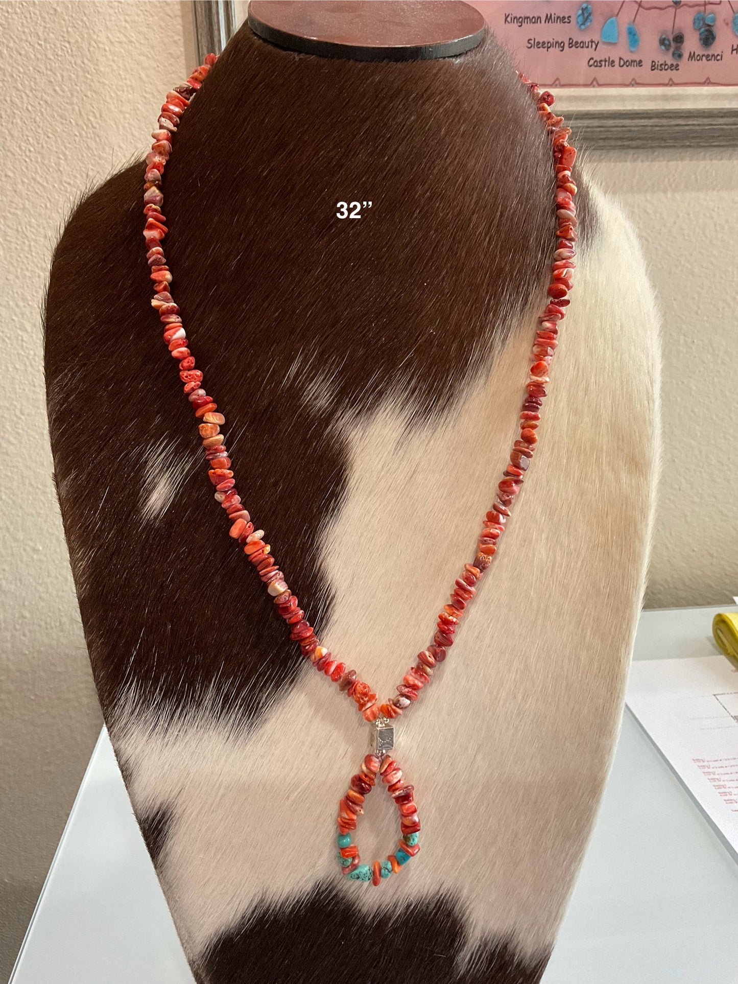 Red Spiny Oyster & Turquoise Jackla Necklace