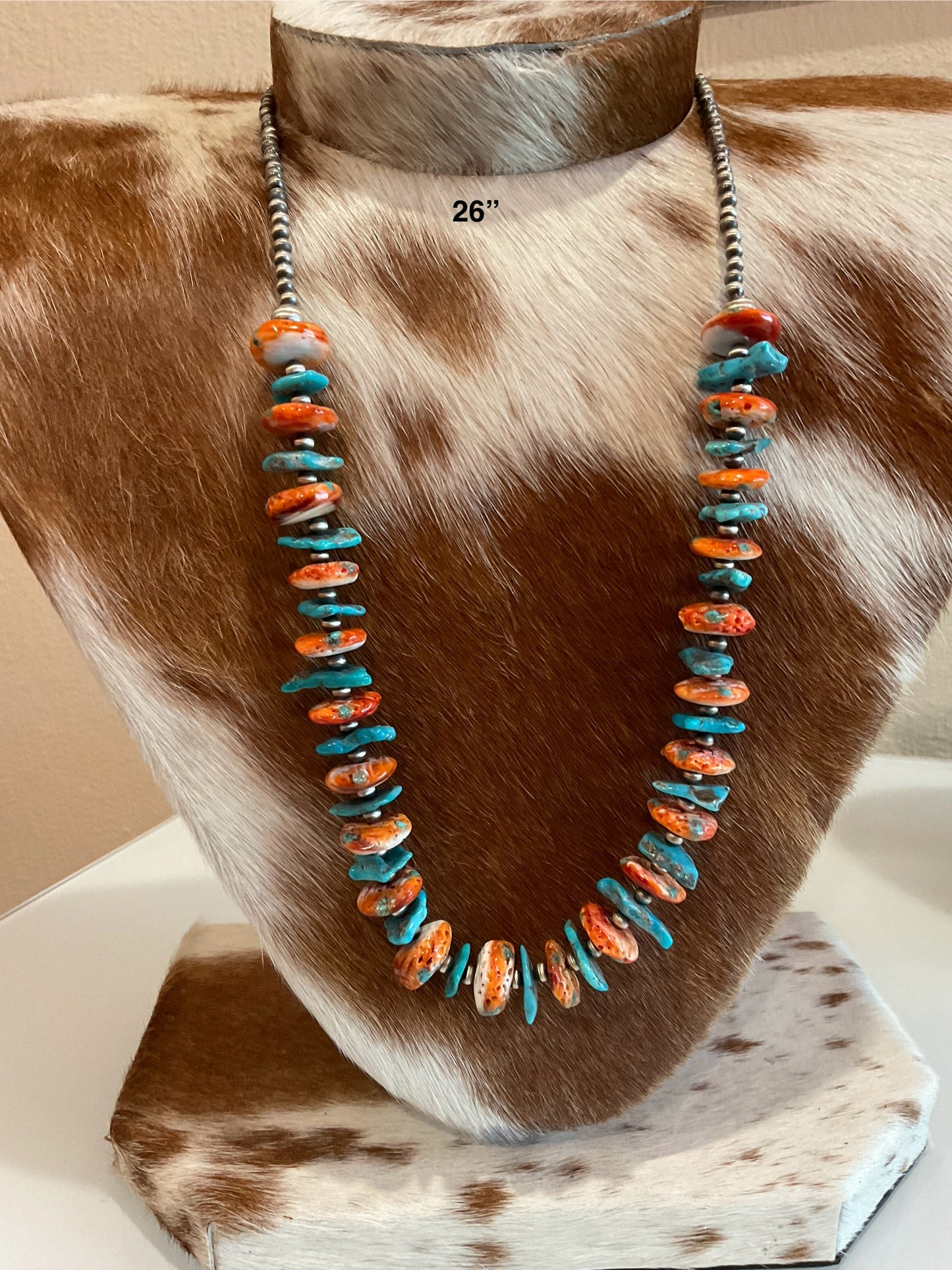 Kingman & Orange Spiny Necklace