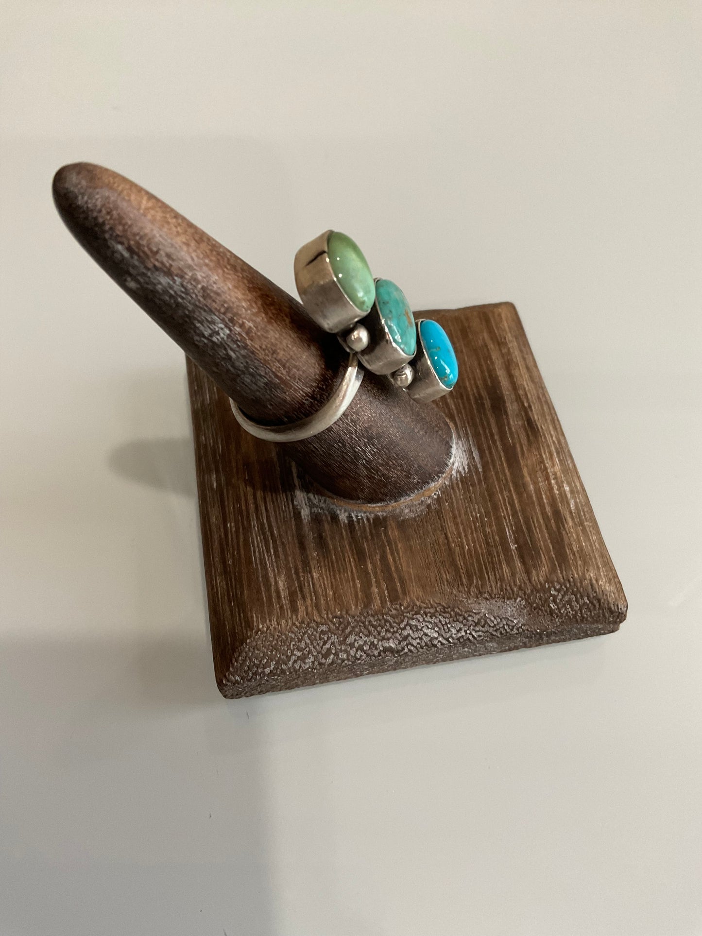 Mixed Turquoise 3 Stone Ring