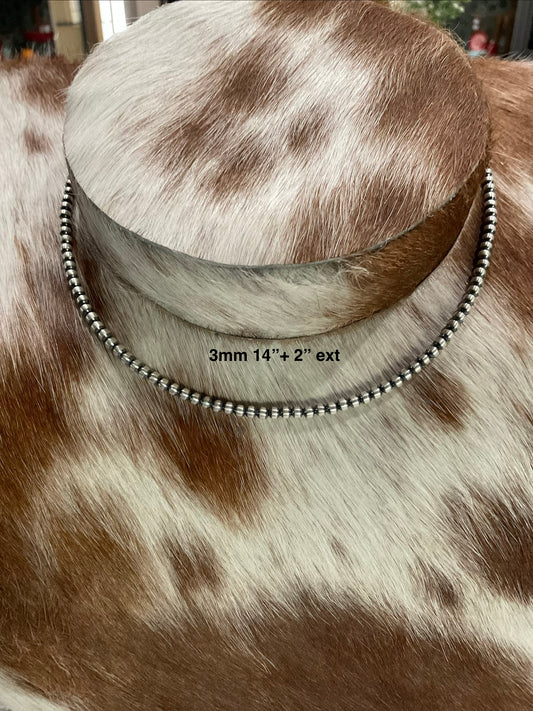 14”-16” 3mm Sterling Silver Pearl Choker