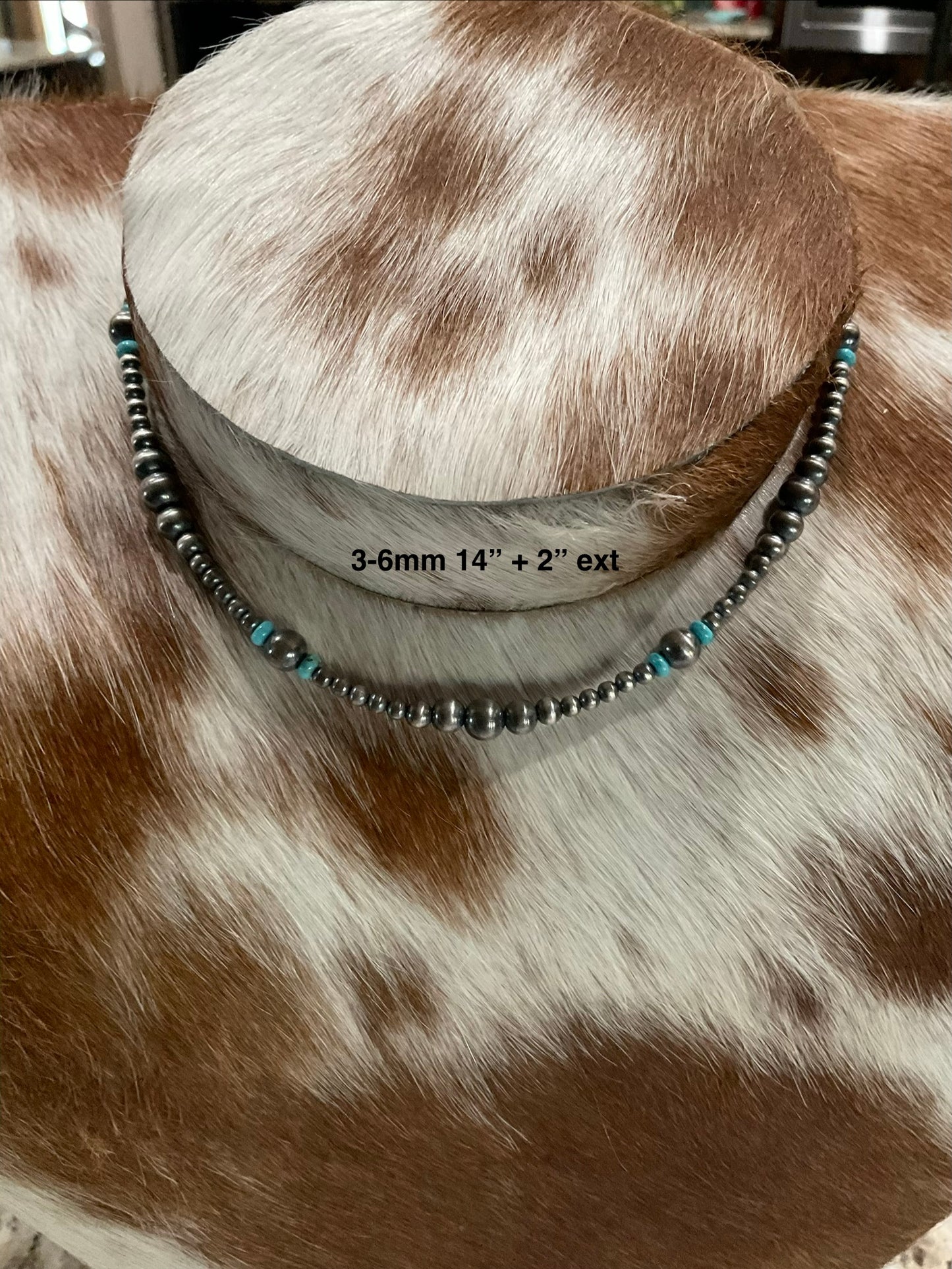 14”-16” 3-6mm Sterling Silver Pearls w/Kingman Choker