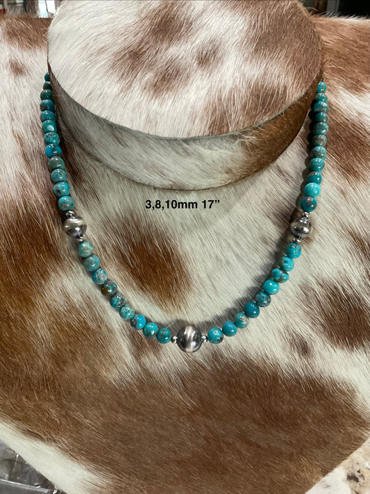 Turquoise & Sterling Silver Pearl Necklace